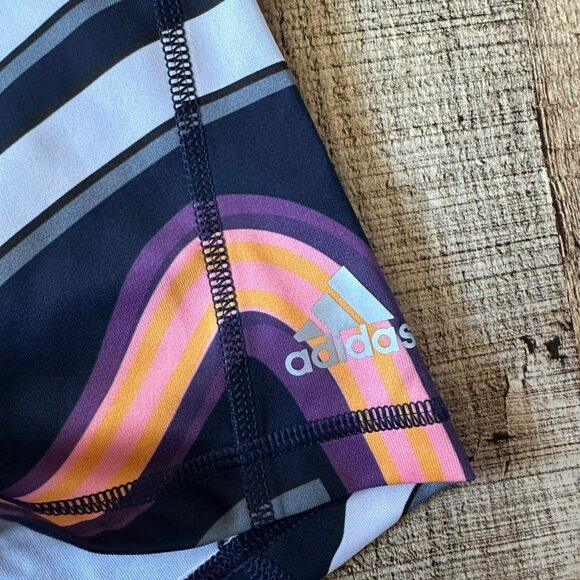 Adidas Womens Size 2 Climalite Floral Burst Shorts Athletic Techfit in Blue Pink - Picture 5 of 9